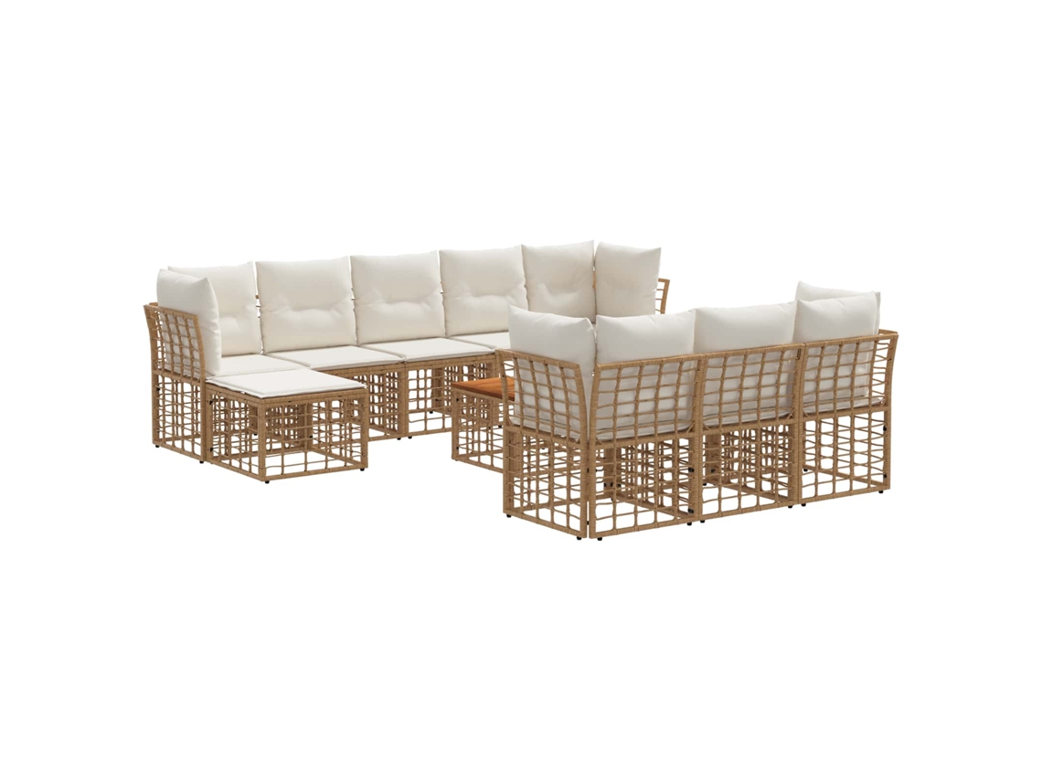 Vidaxl Conjunto de Sofás para Exterior 11 Pcs Natural e Branco Creme