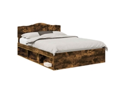 Estrutura da Cama com Cabeceira Carvalho Defumado 150x200 cm MAISON EXCLUSIVE