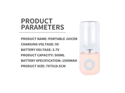 Lurelia Liquidificador Portátil Recarregável Usb, 500ml, Para Sumos, Verde