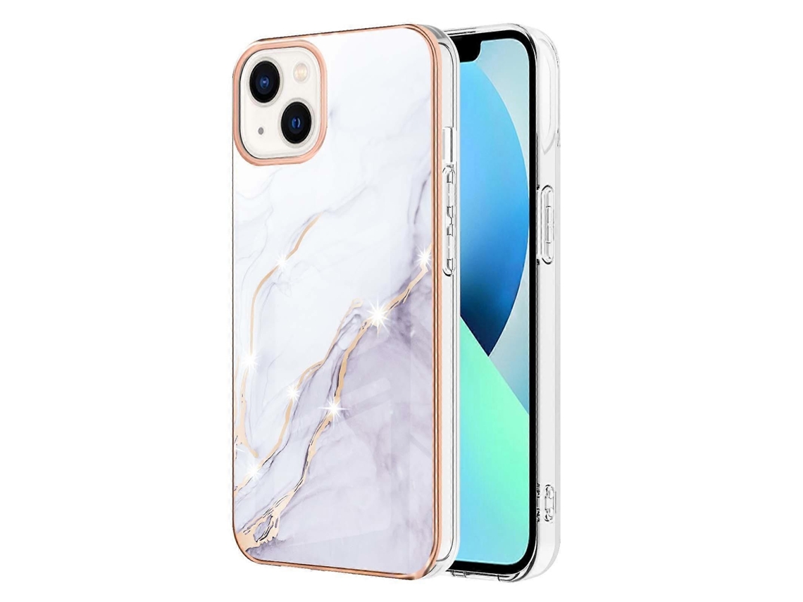 Capa De Celular À Prova De Choque Imd Tpu Com Padrão De Mármore Galvanizado E Dupla Face Para Iphone 15 Plus