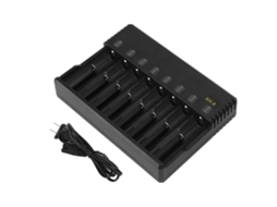 Carregador de bateria de lítio 8 slots 3.6V 3.7V para 10440 14500 16340 18650 26650 | S/MARCA