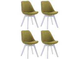 Conjunto de 4 cadeiras de visita em tecido Borneo V2 verde/branco CLP
