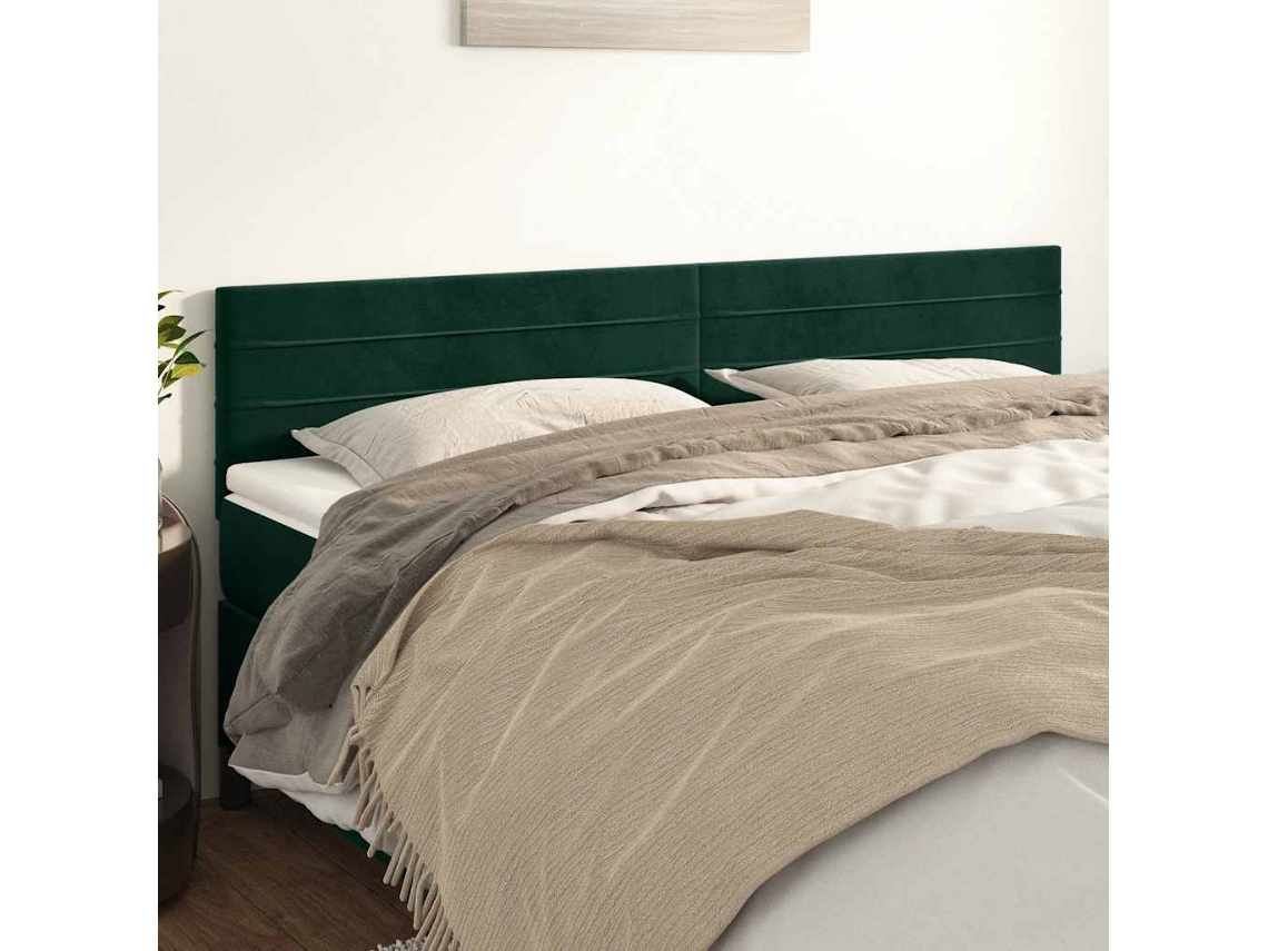 Vidaxl Cabeceiras Verde-escuro 200x5x78/88 Cm Veludo