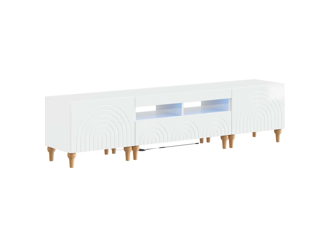 Vidaxl Conjunto De 3 Peças Para Tv Com Led Branco Brilhante