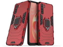 Capa + Película Oppo A91 HFS HOUSE Kickstand Vermelho