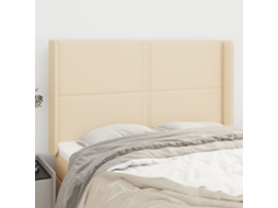 Vidaxl Cabeceira De Cama C/ Abas Tecido 147x16x118/128 Cm Creme