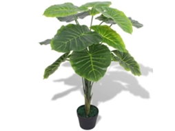 Planta Artificial, Taro 85 Cm, Verde, Vaso de Plástico Incluído, 13 Folhas Verdes BRILVIBERA