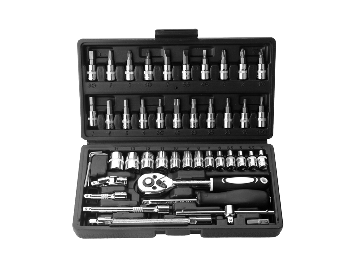 Yuru kit de Ferramentas 46pcs Chave de Rato e Soquete 1/4 Polegada com Estojo para Reparos Domésticos Automóveis Motos
