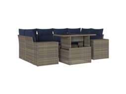 Conjunto de Sofá de Jardim, 7 Peças, Almofadas, Rattan Cinza MAISON EXCLUSIVE