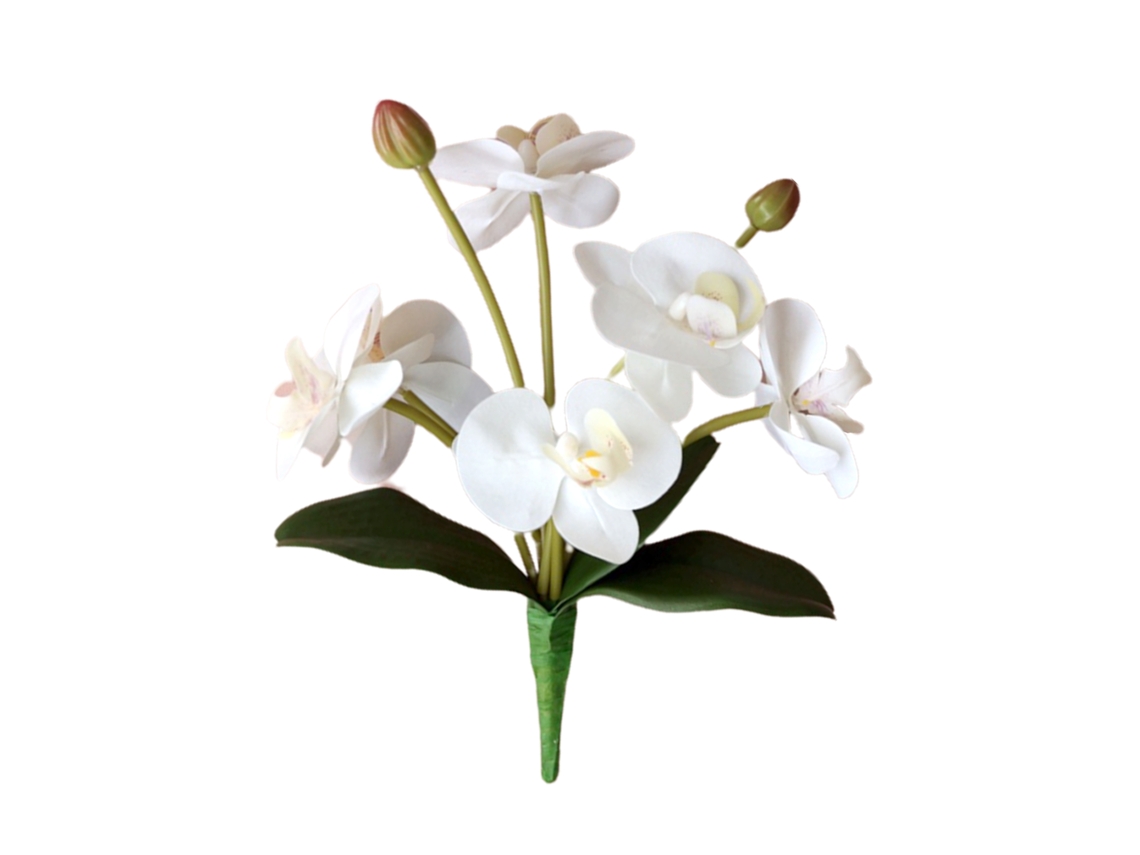 Laxiscreed Orquídea Phalaenopsis Artificial De 6 Cabeças Com Folhagem Para Decoração De Casa