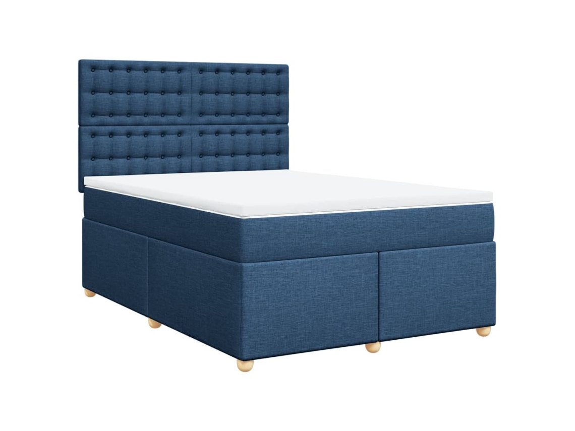 Cama com Molas/colchão 160x200 Cm Tecido Azul MAISON EXCLUSIVE