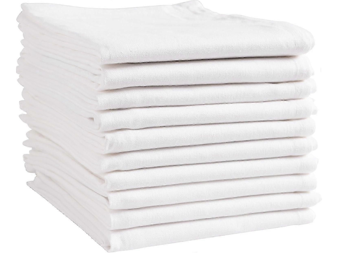 Toalhas De Cozinha Para Casa, Brancas, Pacote De 10, 100% Algodão 20x30 Polegadas, Macias E Absorventes
