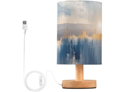 Abajur De Cabeceira Com Padrão Abstrato Para Quarto, Abajur De Cabeceira Led, Luminária De Leitura Com Portas Usb E