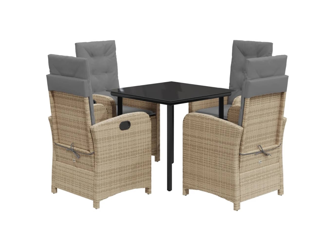 Garden Dining Set, Garden Dining Sets Vidaxl Bege Rattan / Vime (80 Cm Table Length)