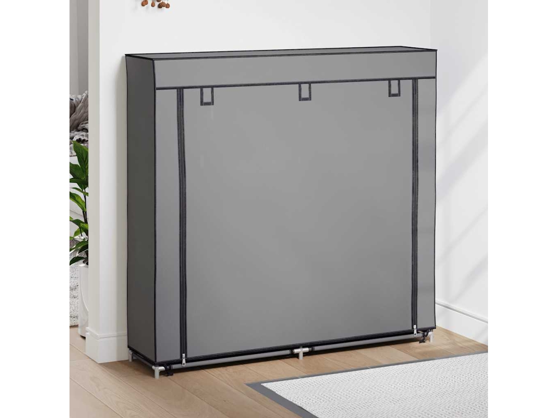 Vidaxl Sapateira Com Cobertura 115x28x110 Cm Tecido Cinzento
