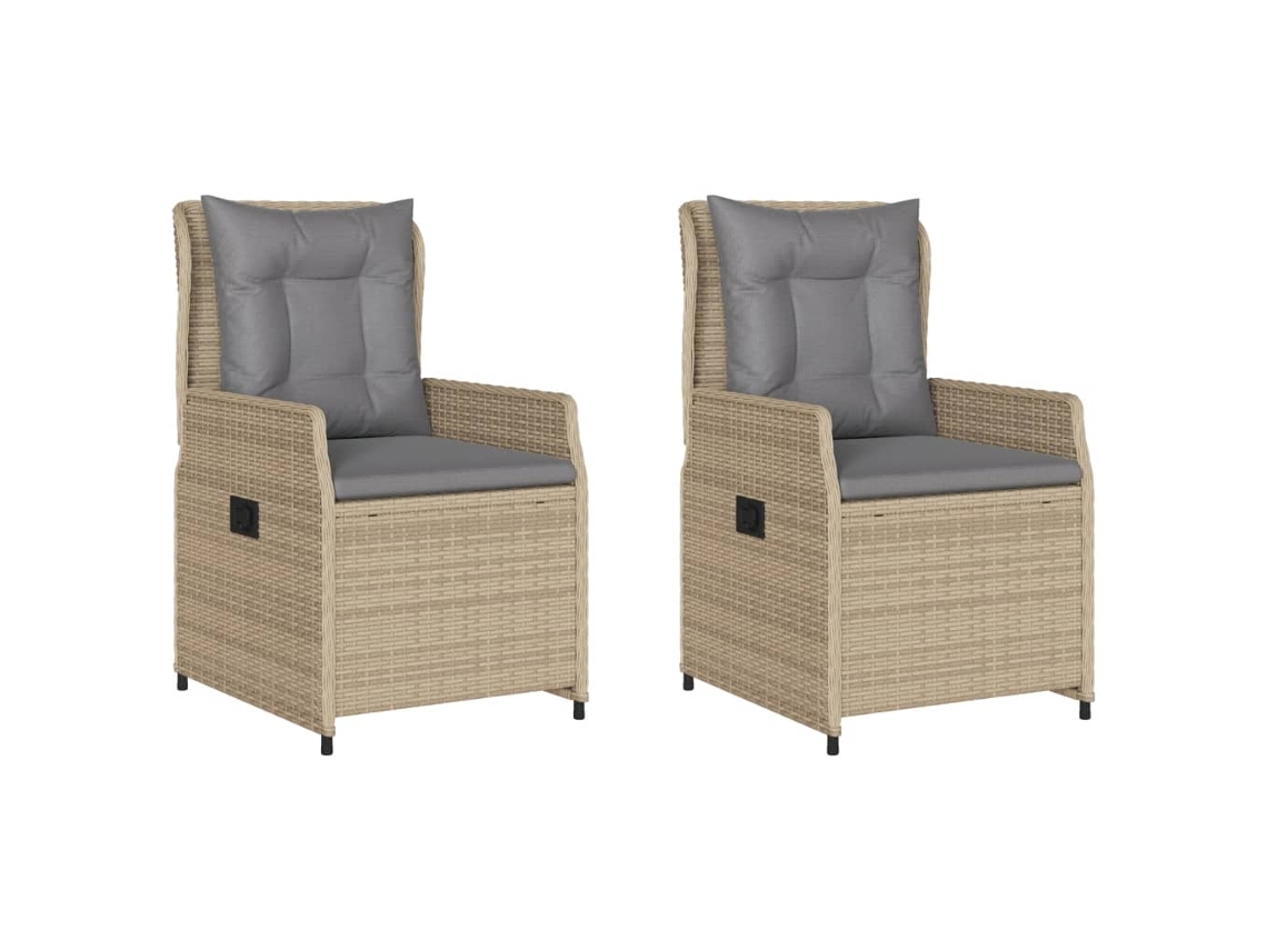 Cadeiras Jardim Reclináveis 2 Pcs Vime Pe Bege MAISON EXCLUSIVE