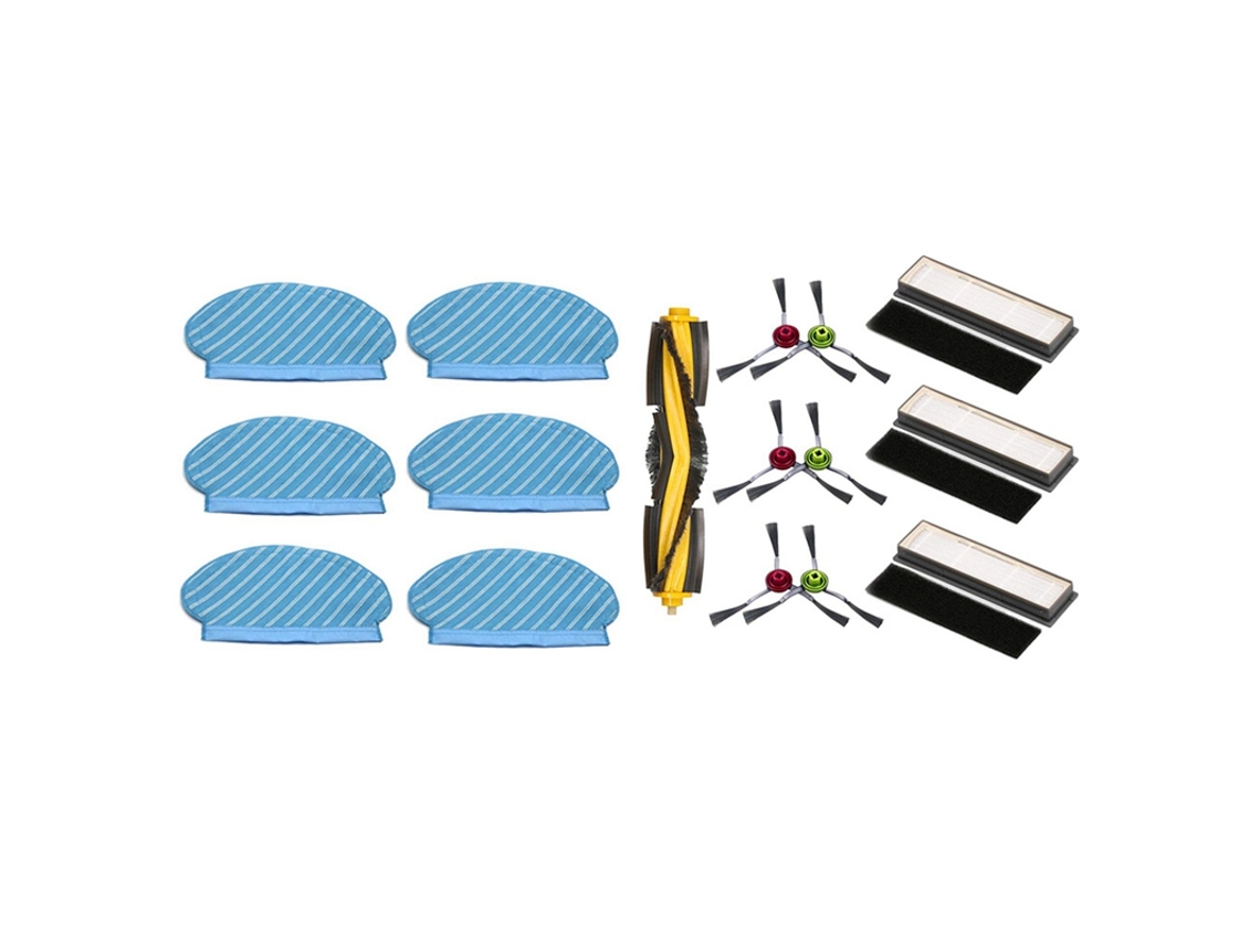 Conjunto de almofadas de pano para esfregão, 6 peças, para Ecovacs Deebot Ozmo 920 950 e kit de filtro de esponja com escova lateral de rolo 6x