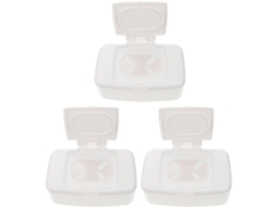 Caixa Dispensadora De Lenços Umedecidos De Plástico Branco, Conjunto De 3 Peças Com Tampa.