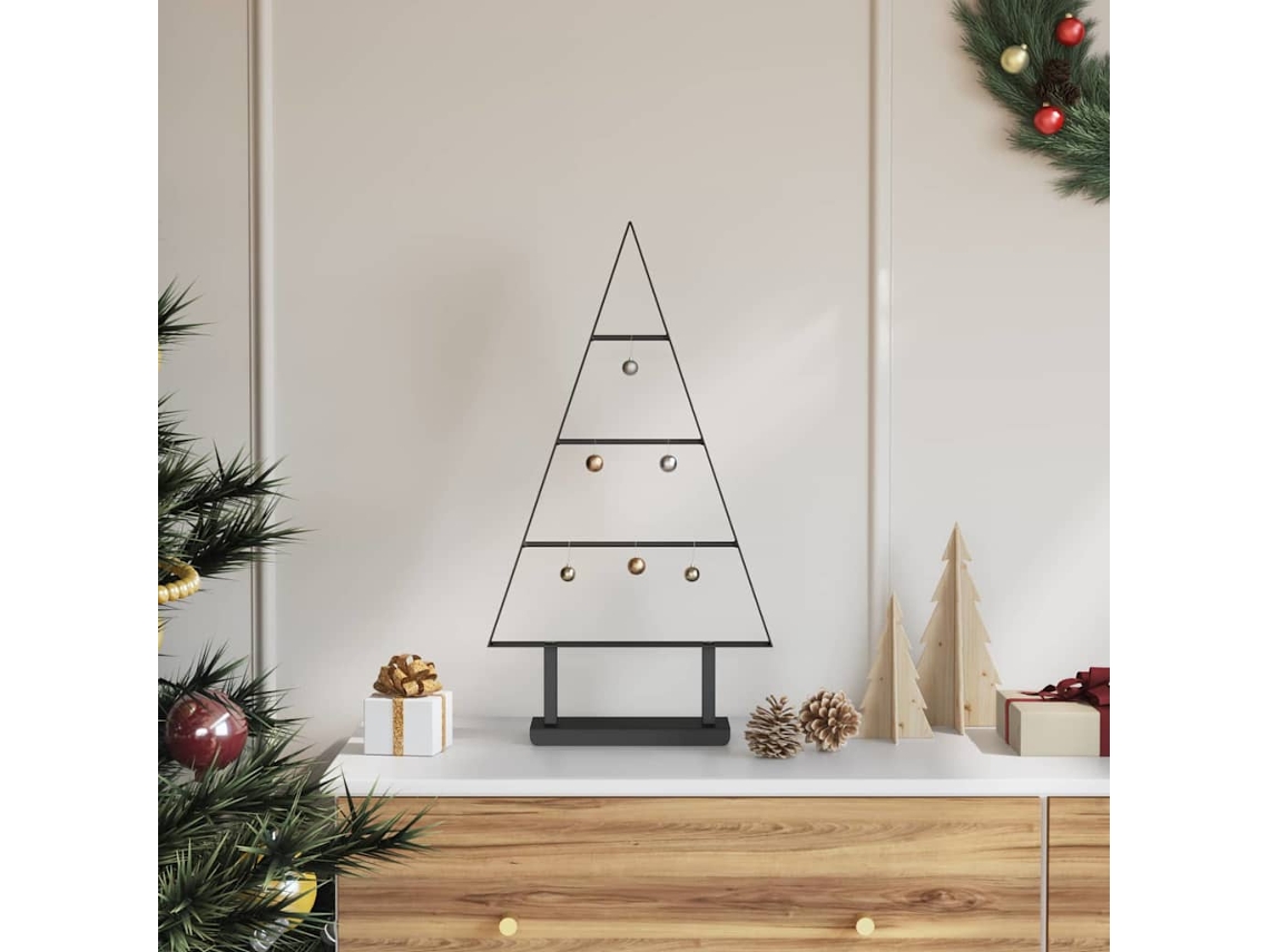 Vidaxl Árvore De Natal De Metal Preto 60 Cm Aço