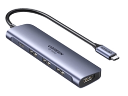 Adaptador UGREEN 70495 Cm136 5In1 Usb-C To Hdmi 4Usb3.0 Pd100W para Huawei Mate40/P50 S20