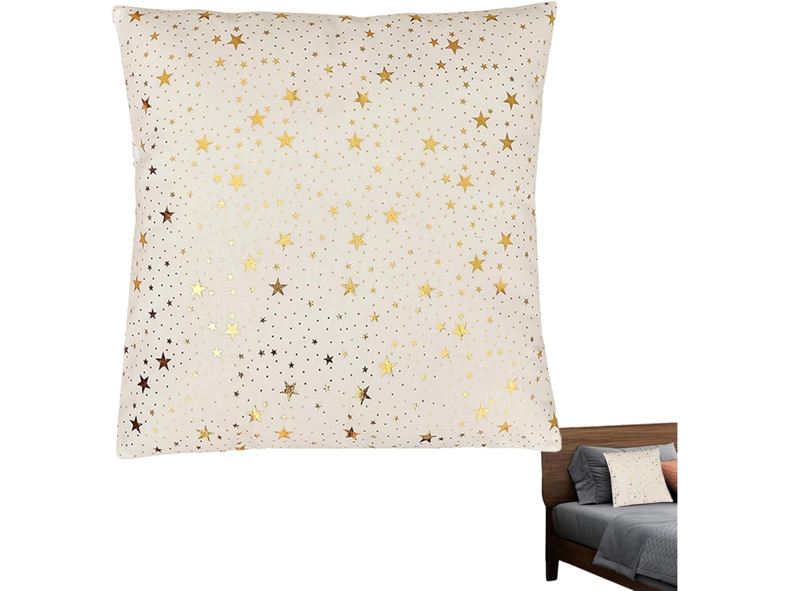 Capa De Almofada Natalina 46x46 Cm Decorativa Com Estrelas E |