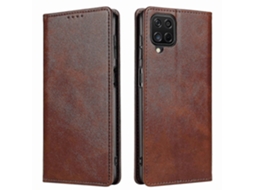 Capa Carteira Flip Em Couro Sintético Com Suporte, Textura De Bezerro E Fecho Magnético Para Samsung Galaxy A12.