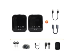 Microfone Lavalier Sem Fio EOOCOO com Redução de Ruído e Monitoramento Bidirecional