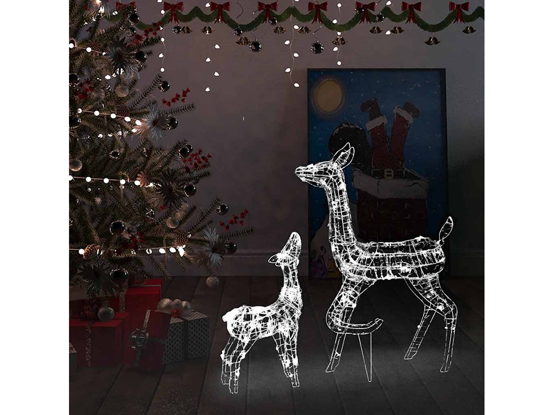 Vidaxl Família De Renas Decorativa 160 Luzes Led Acrílico Branco Frio