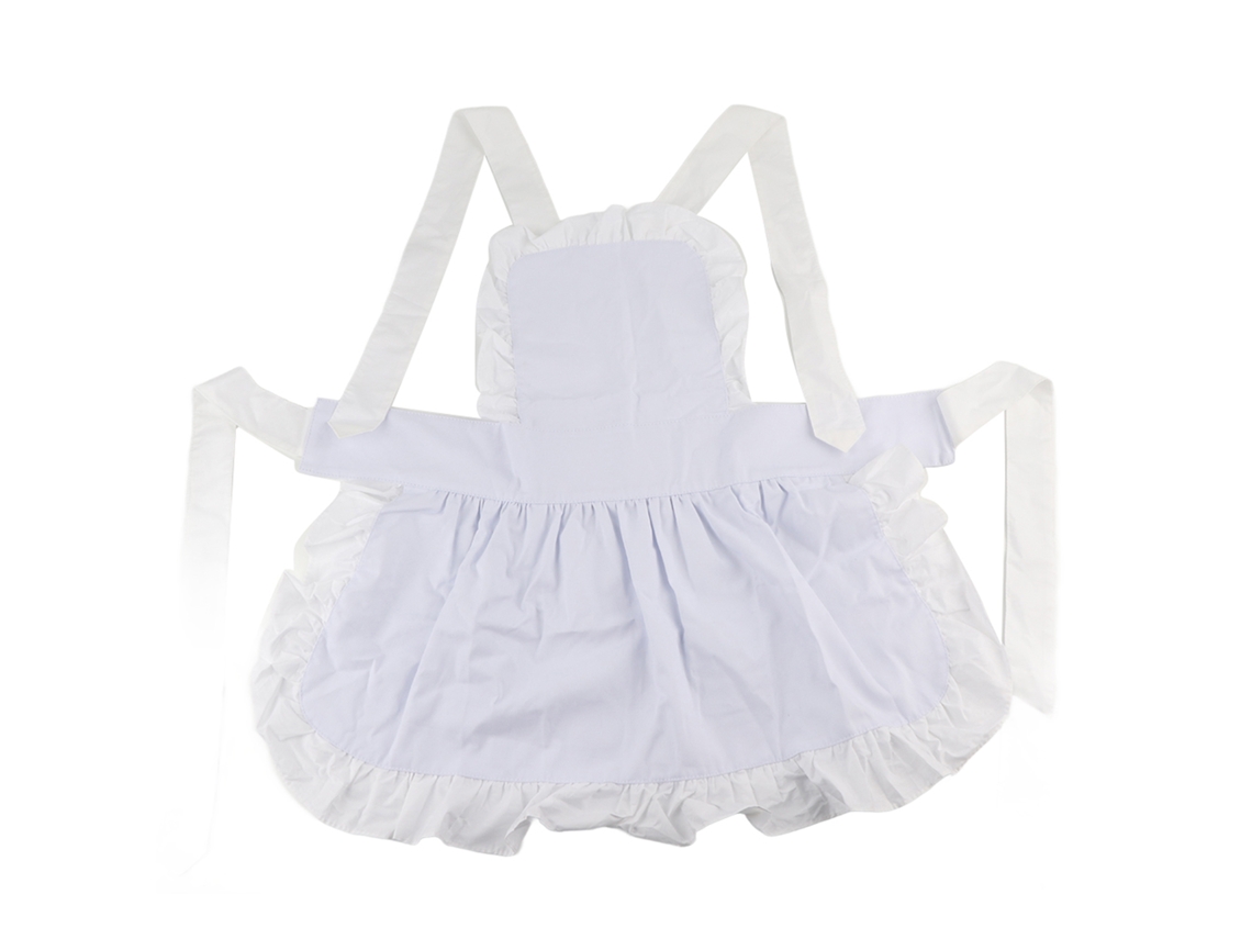 Avental de cozinha feminino de algodão branco com borda franzida ajustável e durável S/MARCA