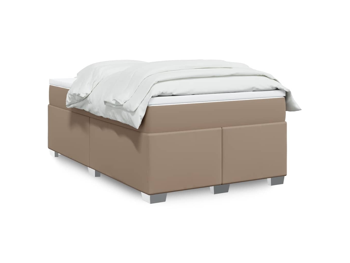 Vidaxl Cama Boxspring C/ Colchão 120x190cm Couro Artificial Cappuccino