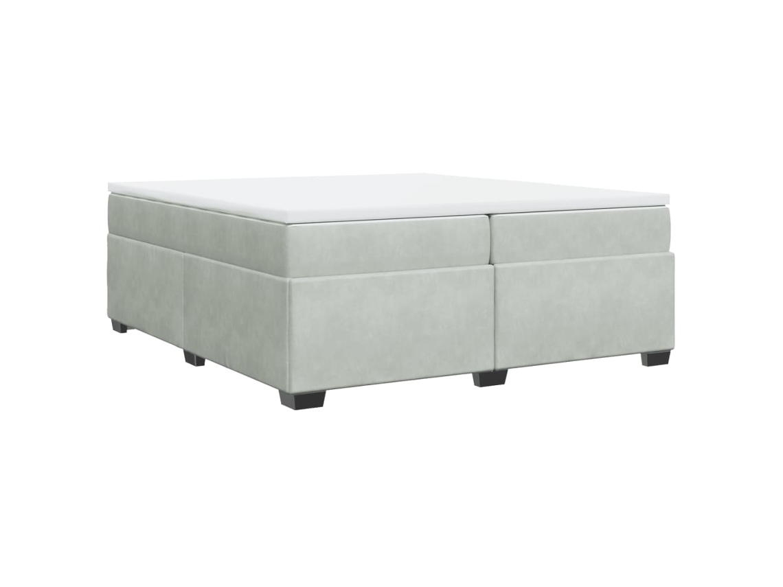 Cama com Molas e Colchão Veludo Cinzento Claro MAISON EXCLUSIVE (200x200 cm)