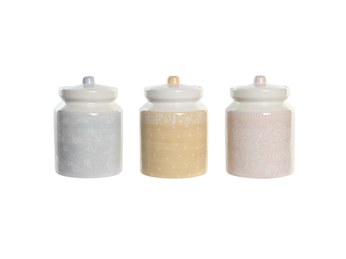 Bote Dkd Home Decor Azul Cor de Rosa Amarelo Dolomite Shabby Chic 12 X 12 X 16 Cm 3 Unidades