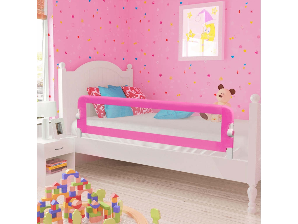 Toddler Barra De Segurança Para Cama 150 X 42 Cm Rosa