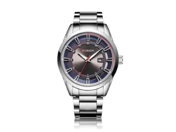 Relógio de Pulso Impermeável para Homem com Bracelete em Aço Inoxidável com Calendário Concha Branca e Face Azul VEANXIN