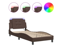 Estrutura de Cama com Led Sem Colchão Zadar Castanho 80x200 cm MAISON EXCLUSIVE