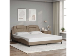 Vidaxl Estrutura De Cama Viana Sem Colchão 180x200 Cm Couro Artificial Cappuccino