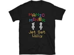 Camiseta Arcade Manic Miner Jet Set Willy, Videogame, Retrô, Vintage, Anos 80, Console, Jogos, Camiseta, Peso Pesado Ly Ebike