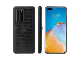 Capa Protetora De Couro Pu Com Textura De Crocodilo Fierre Shann Para Huawei P40 Com Compartimento Para Cartão