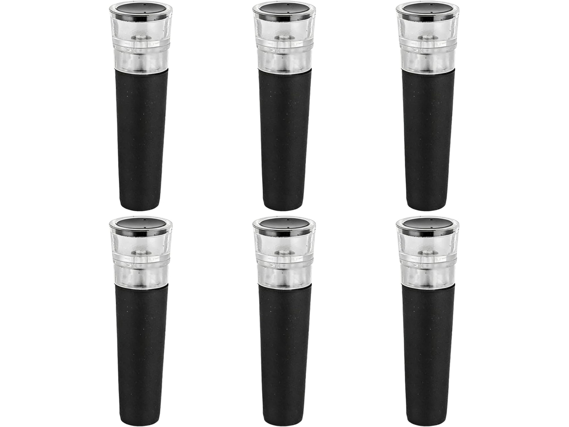 Conjunto De 6 Rolhas A Vácuo Para Vinho, Reutilizáveis, Em Plástico Abs Transparente, Para Garrafas Com Diâmetro De 1