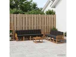 Vidaxl Conjunto De Sofás Para Exterior 9 Unid. Natural E Preto