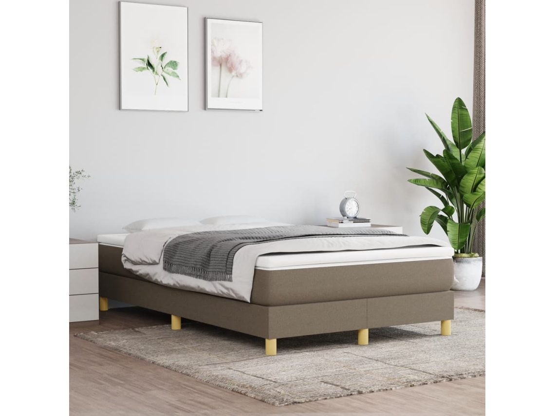 Vidaxl Estrutura de Cama com Molas Sem Colchão 120x200 Cm Tecido Cinza acastanhado