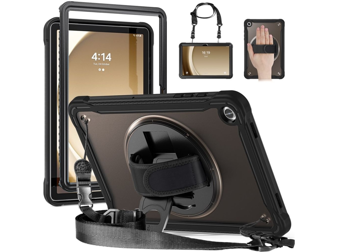 Capa Para Samsung Galaxy Tab A9 Plus Com Alça De Mão E De Ombro - Preta