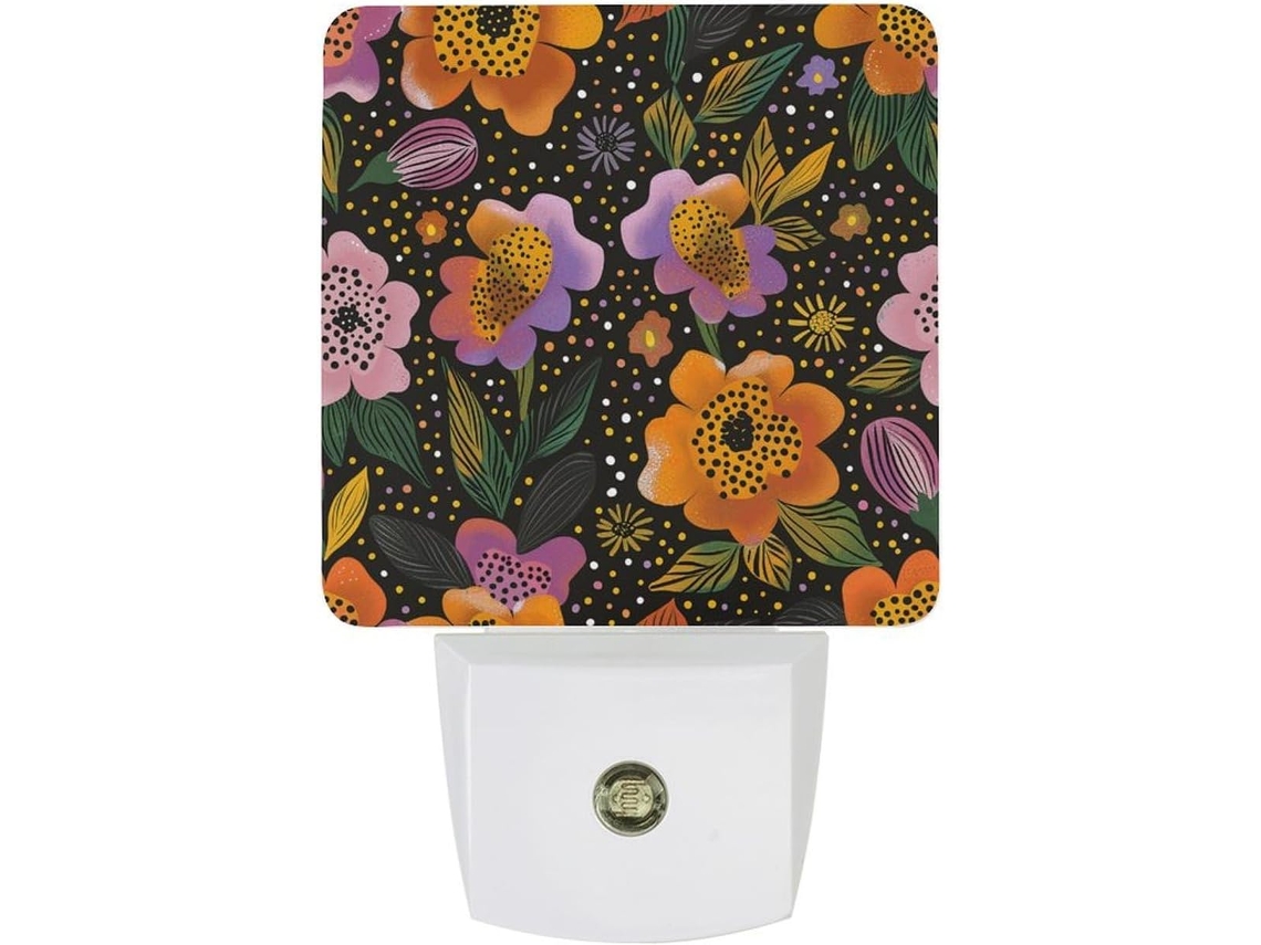 Luminárias De Parede Com Plugue, Padrão Floral Repetitivo, Luzes Noturnas De Led Com Sensor Luz, Luz Branca Quente Suave