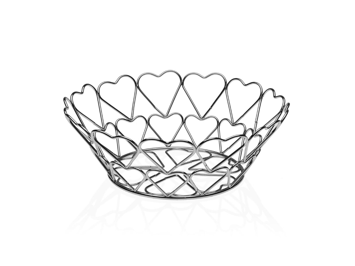 Fruteira Versa Corações Metal Aço (26 X 10 X 26 Cm)
