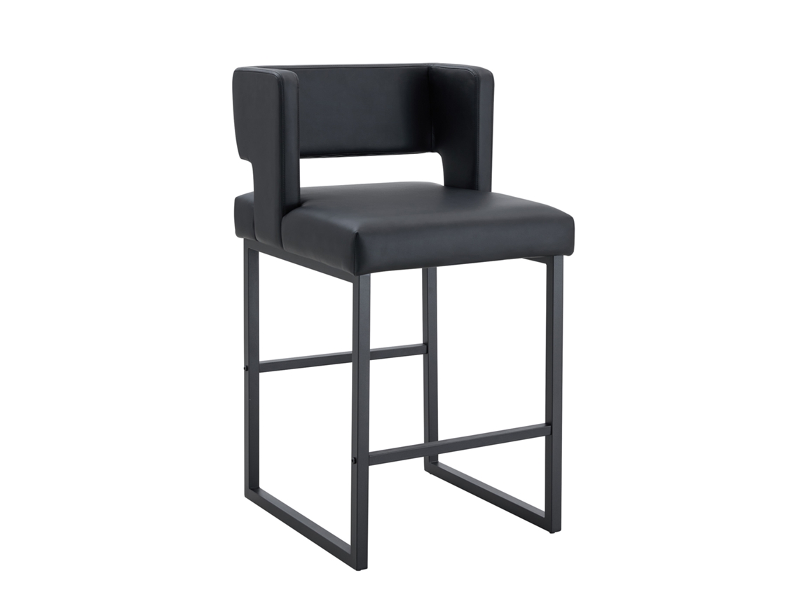 Conjunto de 2 banquetas pretas estilo nórdico, design quadrado, pés de metal leves e confortáveis para várias ocasiões PAPRIKA | PAPRIKA