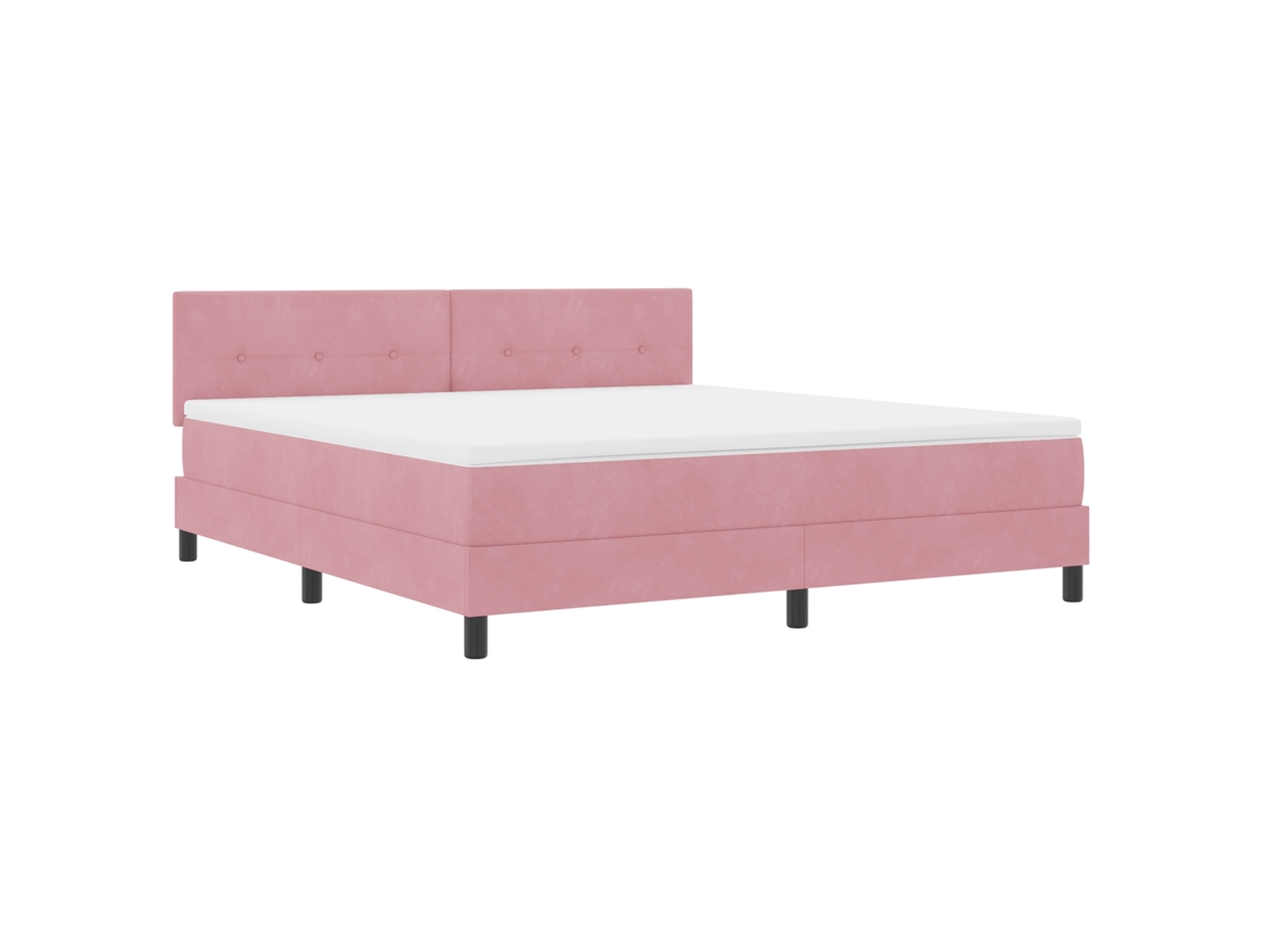 Conjunto 1 Cama Box Vidaxl Rosa Veludo (180 X 200 Cm)