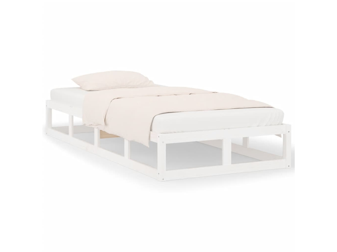 Estrutura de Cama Branco 100x200 Cm Madeira Maciça MAISON EXCLUSIVE