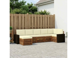 Vidaxl Conjunto De Sofás Para Exterior 7 Unid. Natural E Creme