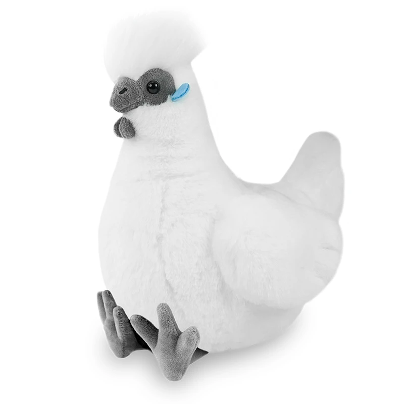 (galinha Branca, Aproximadamente 18-22 Cm) Galo E Galinha Gordos Realistas, Galinha De Ossos Pretos, Animal De Pelúcia Realista.