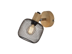 Aplique De Parede Led 1xe14 23w Ip20 Preto E Madeira Braytron